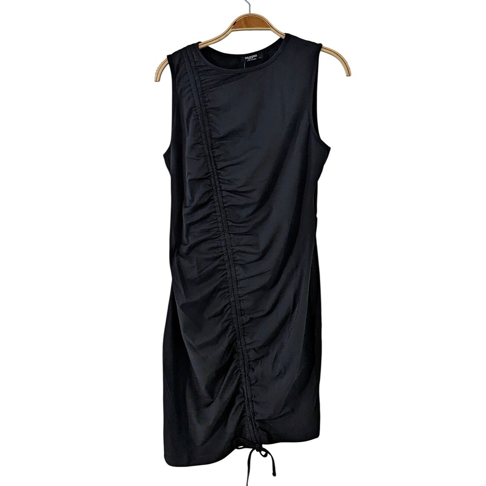 Black Women Ruched Bodycon Dress Casual Sleeveless Mini Dress L NWT Sexy